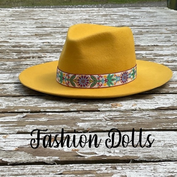 Olive & Pique Accessories - Margot Marigold Trim Pinched Hard Shell Hat New